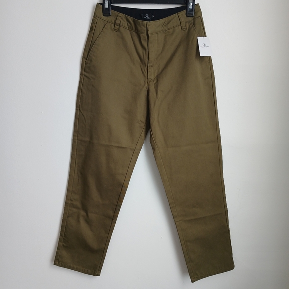 Volcom So Chickie High Rise Pants Olive Green, Womens Size 26 - Picture 1 of 12
